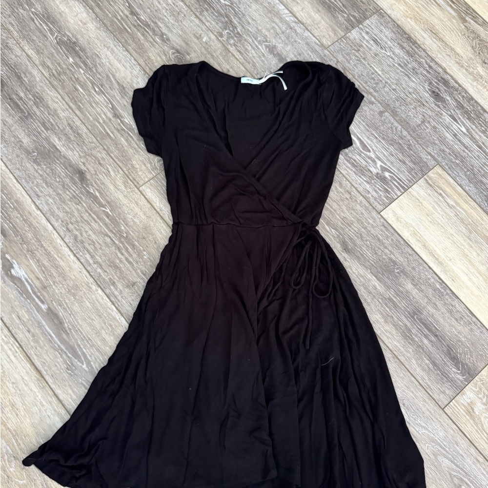 Simple Black Wrap Dress